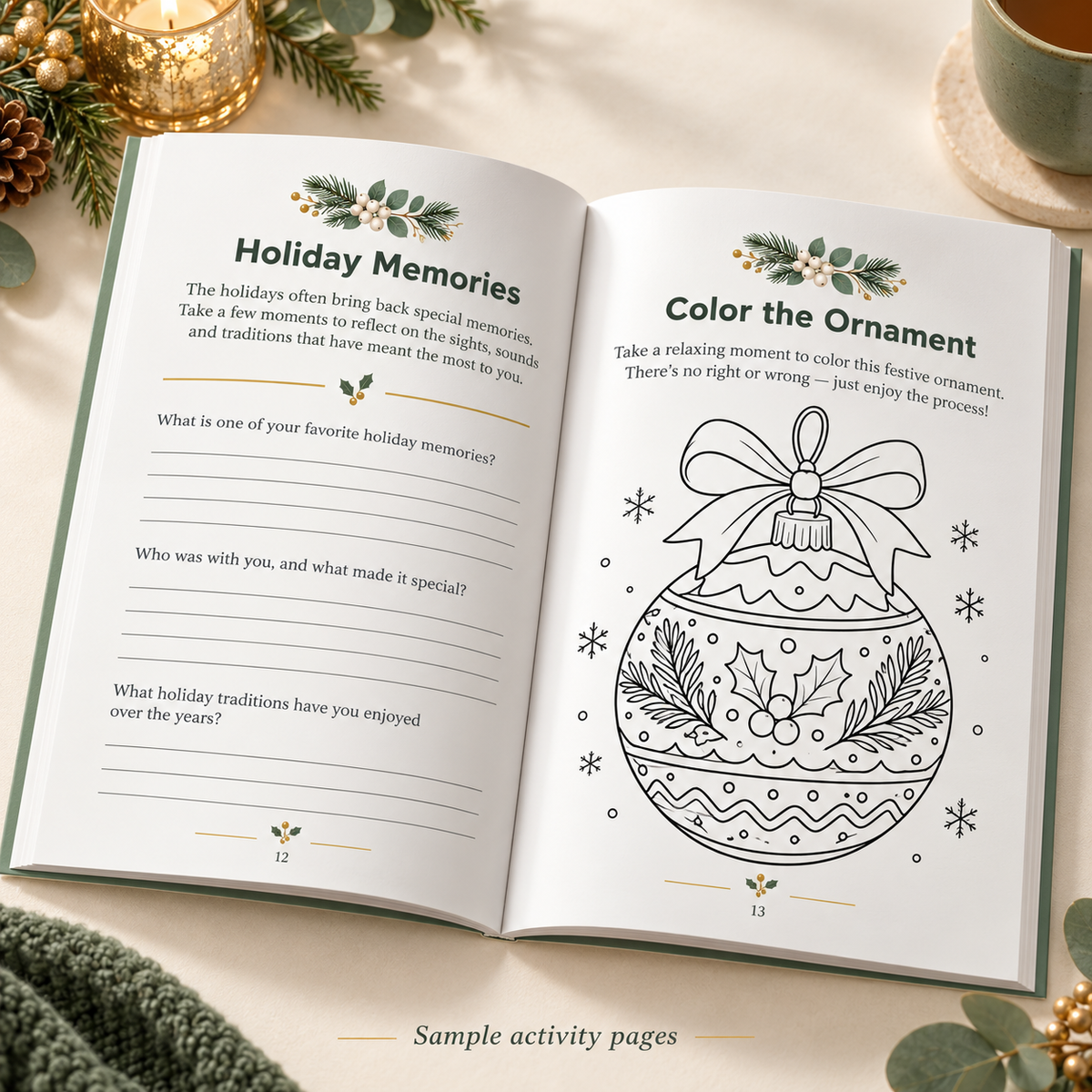 MemoryNest Holiday Activity Book | Large-Print Seasonal Activities for Seniors & Caregivers